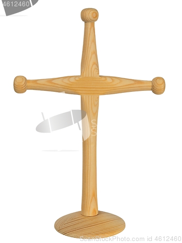 Image of Wooden cross on white