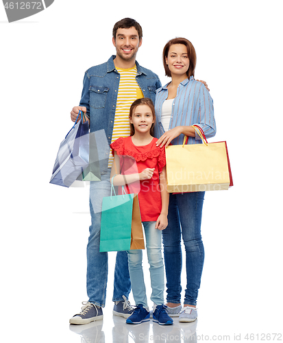 Image of happy family with shopping bags