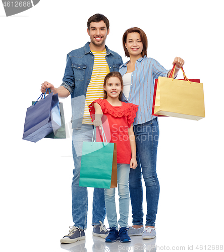 Image of happy family with shopping bags