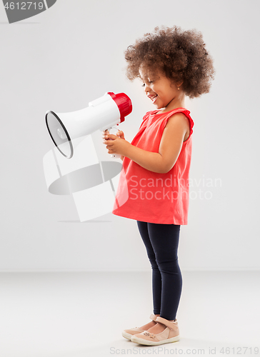 Image of little african american girl with megaphone