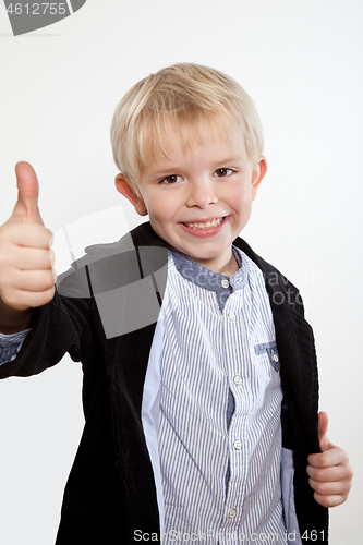 Image of Portrait of a scandinavian young boy in studio