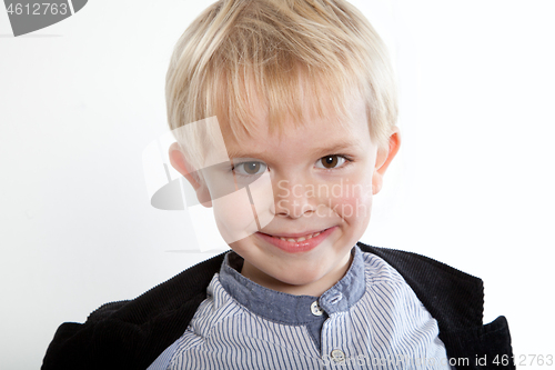 Image of Portrait of a scandinavian young boy in studio