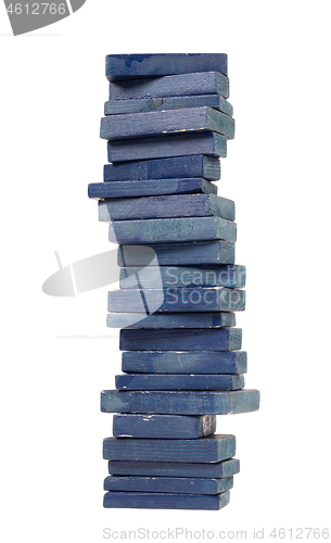 Image of Vintage blue building blocks isolated on white