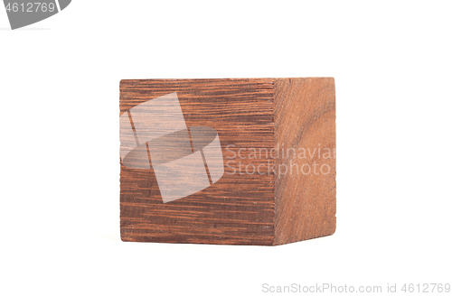 Image of Vintage wood building block isolated on white