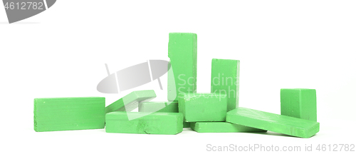 Image of Vintage green building blocks isolated on white