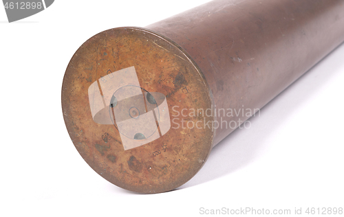 Image of Used artillery shell isolated on white background, ww2