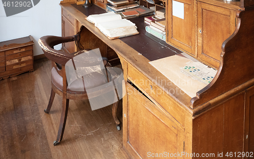 Image of Very old desk, full of old books and old paper