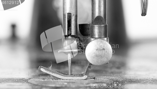 Image of Antique, vintage sewing machine close-up