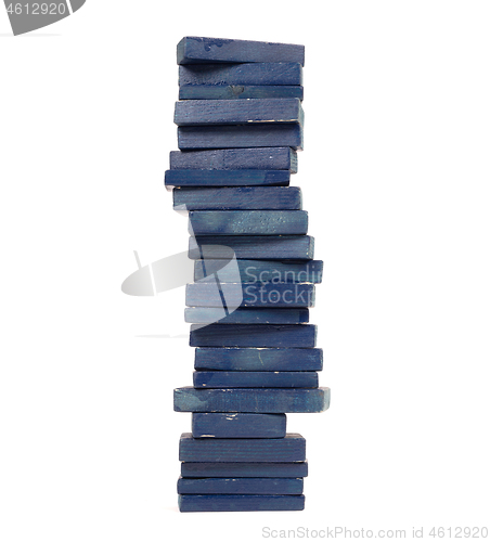 Image of Vintage blue building blocks isolated on white