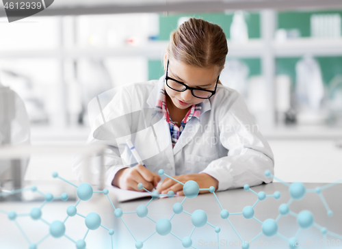 Image of girl studying chemistry at school laboratory