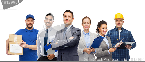 Image of group of office people and manual workers