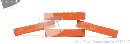 Image of Vintage orange building blocks isolated on white