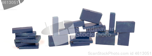 Image of Vintage blue building blocks isolated on white