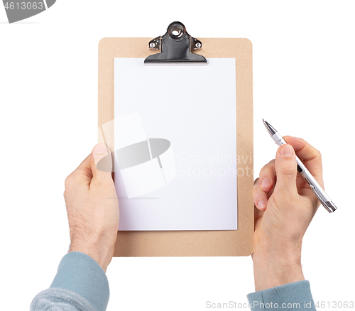 Image of Wooden clipboard isolated on white background