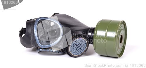Image of Vintage gasmask isolated on white - Green filter