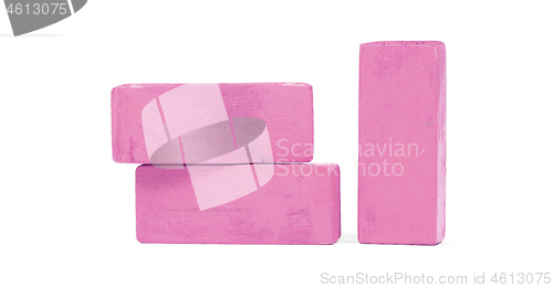 Image of Vintage pink building blocks isolated on white