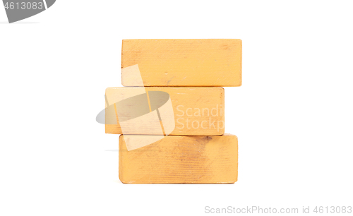 Image of Vintage orange building blocks isolated on white