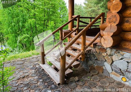 Image of Natural wood staircase