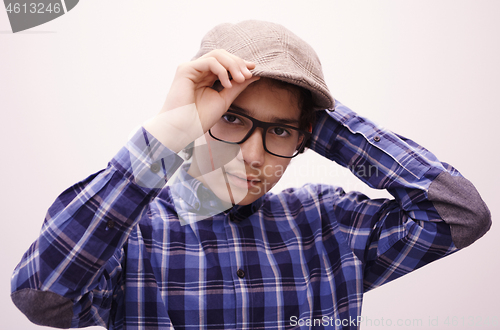 Image of portrait  of smart looking arab teenager with glasses