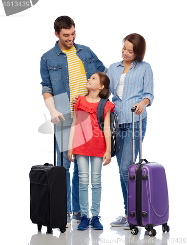 Image of happy family with travel bags