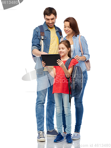 Image of happy family with travel bags