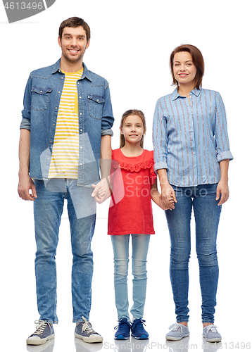 Image of happy family over white background