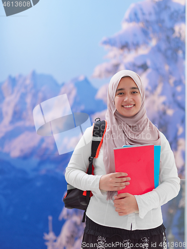 Image of portrait of middle eastern female student or teenager