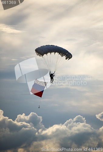 Image of Parachutist with Russia flag.