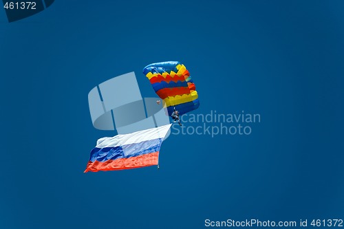 Image of Parachutist with Russia flag.