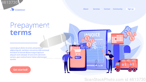 Image of Prepayment terms concept landing page