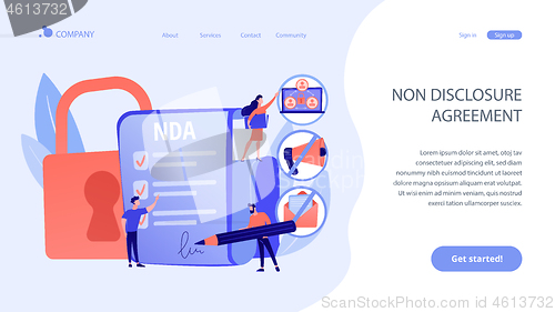 Image of Nondisclosure agreement concept landing page