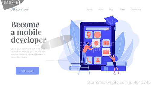 Image of Mobile app development courses concept landing page