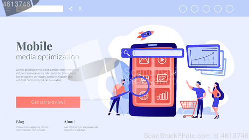 Image of Mobile media optimization concept landing page