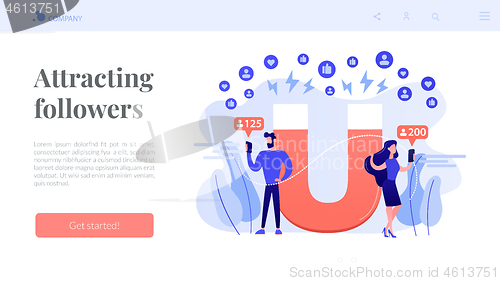 Image of Attracting followers concept landing page