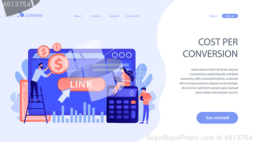 Image of Cost per acquisition CPA model concept landing page.