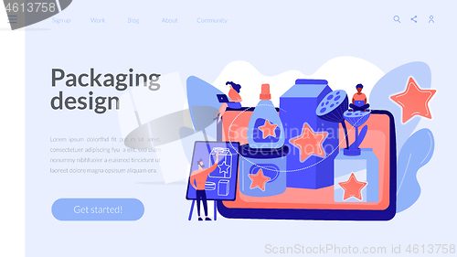 Image of Packaging design concept landing page.