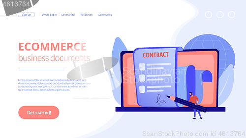 Image of Electronic contract concept landing page