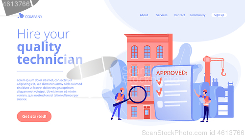 Image of Construction quality control concept landing page