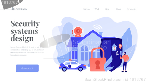 Image of Security systems design concept landing page