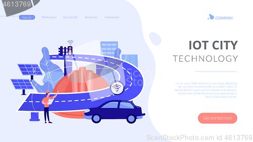 Image of Smart roads construction concept landing page.