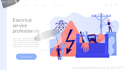 Image of Electrician services concept landing page