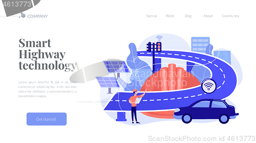 Image of Smart roads construction concept landing page.