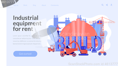 Image of Modern construction machinery concept landing page
