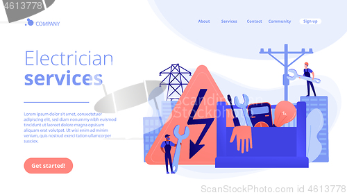 Image of Electrician services concept landing page