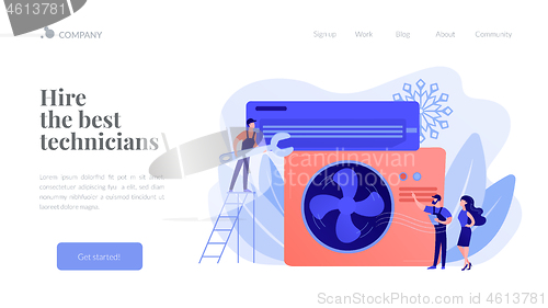 Image of Air conditioning and refrigeration services concept landing page