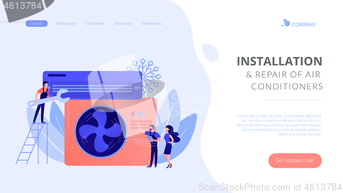 Image of Air conditioning and refrigeration services concept landing page