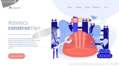 Image of Robotics construction concept landing page.