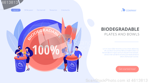 Image of Biodegradable disposable tableware concept landing page