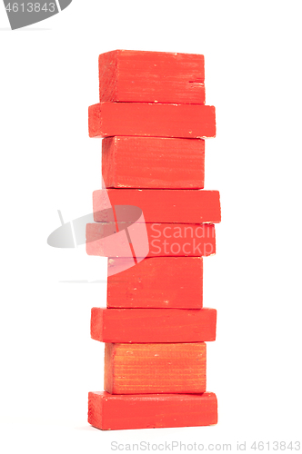 Image of Vintage red building blocks isolated on white