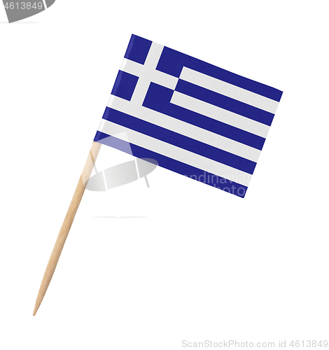 Image of Small paper Greek flag on wooden stick